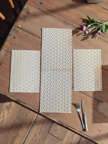 3-Piece Golden Vinyl Table Mat & Runner Set – Waterproof Decorative Dining Table Set HZ BEDDING
