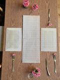 3-Piece Golden Vinyl Table Mat & Runner Set – Waterproof Decorative Dining Table Set HZ BEDDING