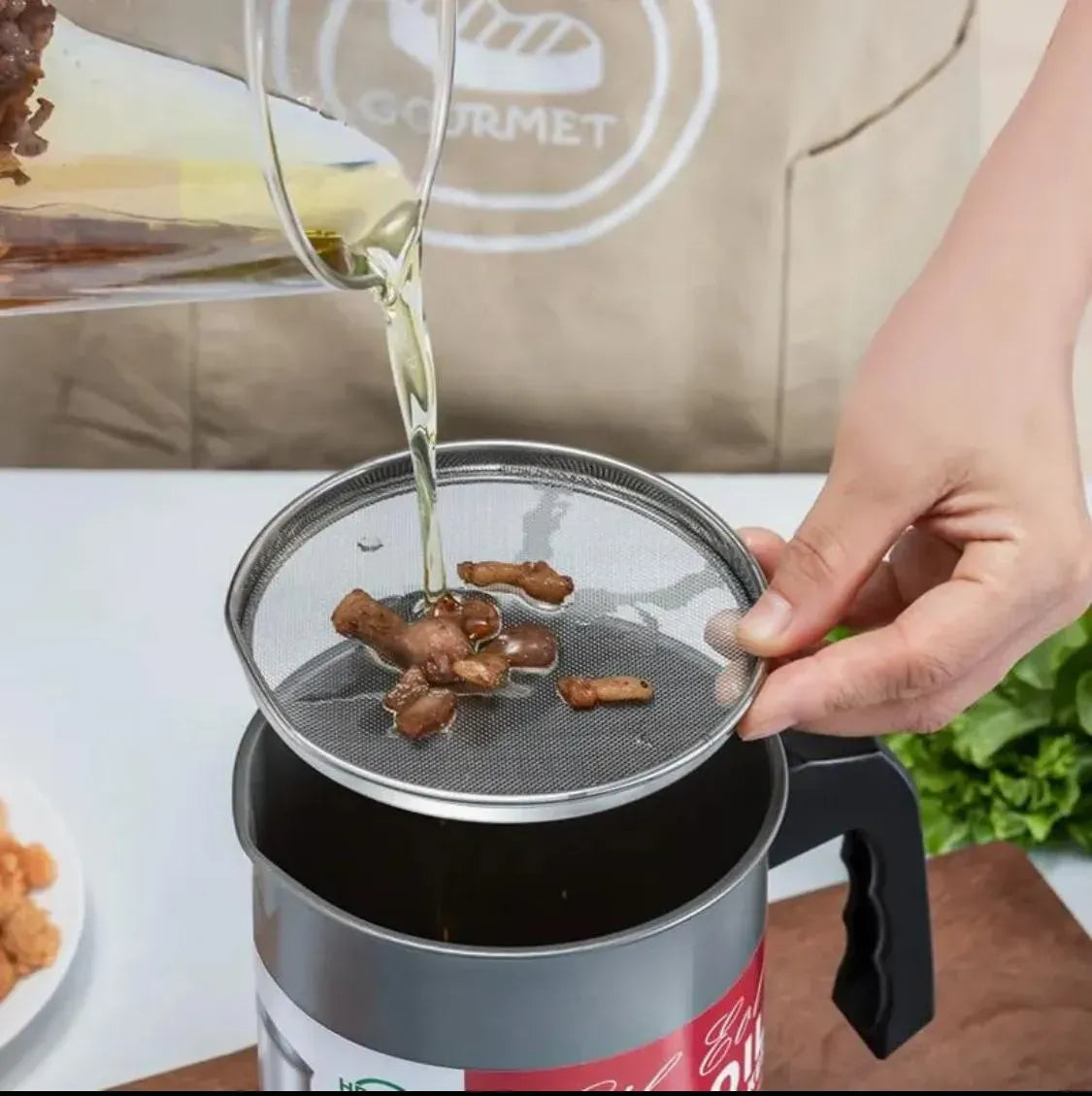 Oil Filter Pot Oil Strainer Pot Stainless Steel Grease Strainer Oil Storage Pot Oil Container HZ BEDDING