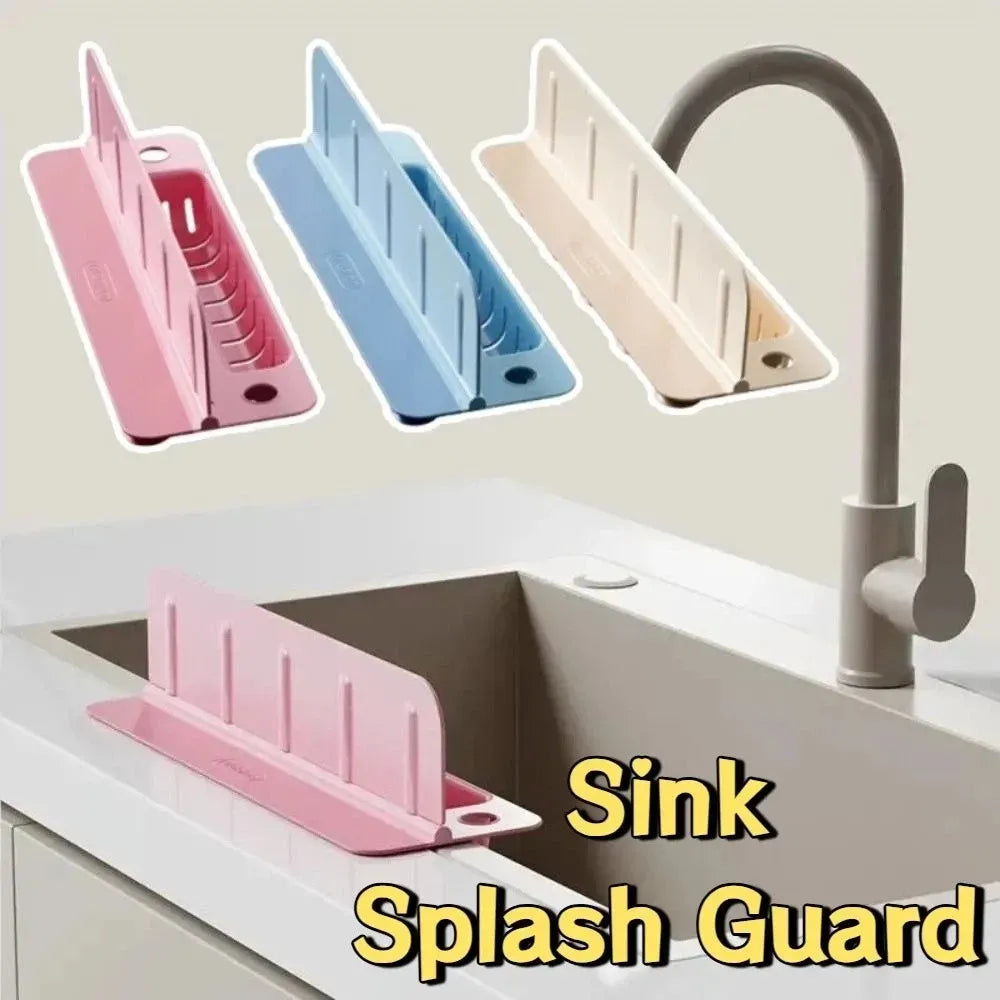 2 in 1 Sink Splash Guard - Waterproof Strong Suction Sink Water Splash Guard with Drain Tray - Kitchen Splash Stopper HZ BEDDING