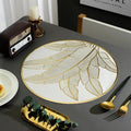 2/4/6/8 Set Banana Leaf  Golden Vinyl Metallic Flower Table Mats HZ BEDDING