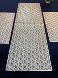 3-Piece Golden Vinyl Table Mat & Runner Set – Waterproof Decorative Dining Table Set HZ BEDDING
