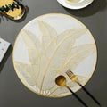 2/4/6/8 Set Banana Leaf  Golden Vinyl Metallic Flower Table Mats HZ BEDDING