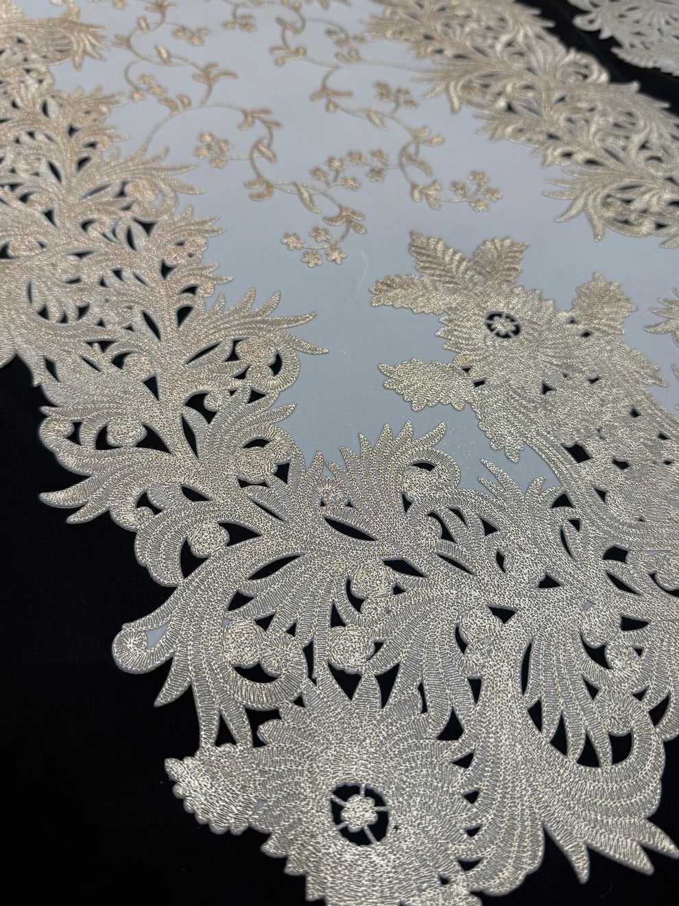 3-Piece Golden Vinyl Table Mat & Runner Set – Waterproof Decorative Dining Table HZ BEDDING