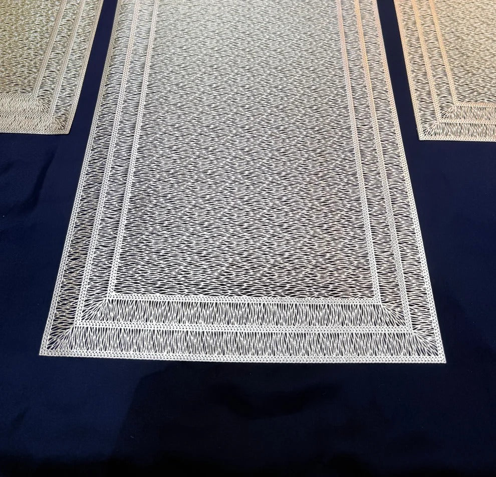 3-Piece Golden Vinyl Table Mat & Runner Set – Waterproof Decorative Dining Table Set HZ BEDDING