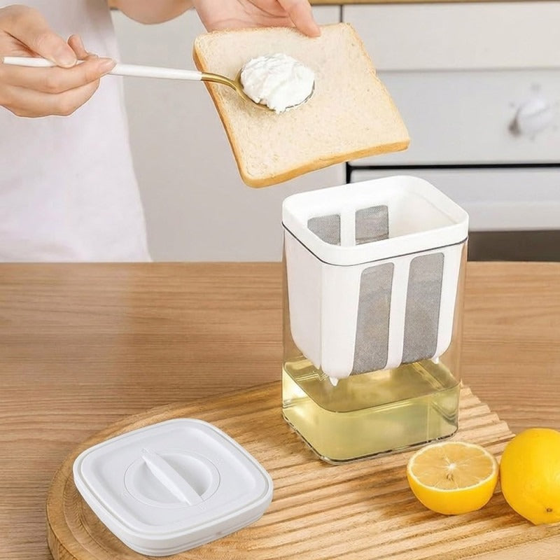Greek Yogurt Strainer 1100ML Fine Mesh Filter with Lid Multi Functional Homemade Yogurt Maker Food HZ BEDDING