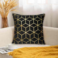 Black and Gold Velvet Cushion Covers –  Soft Decorative Throw Pillow Cases, 16x16 inch for Sofa, Bed, Car, Living Room Black and Gold Velvet Cushion Covers – Soft Decorative Throw Pillow Cases, 16x16 inch HZ BEDDING