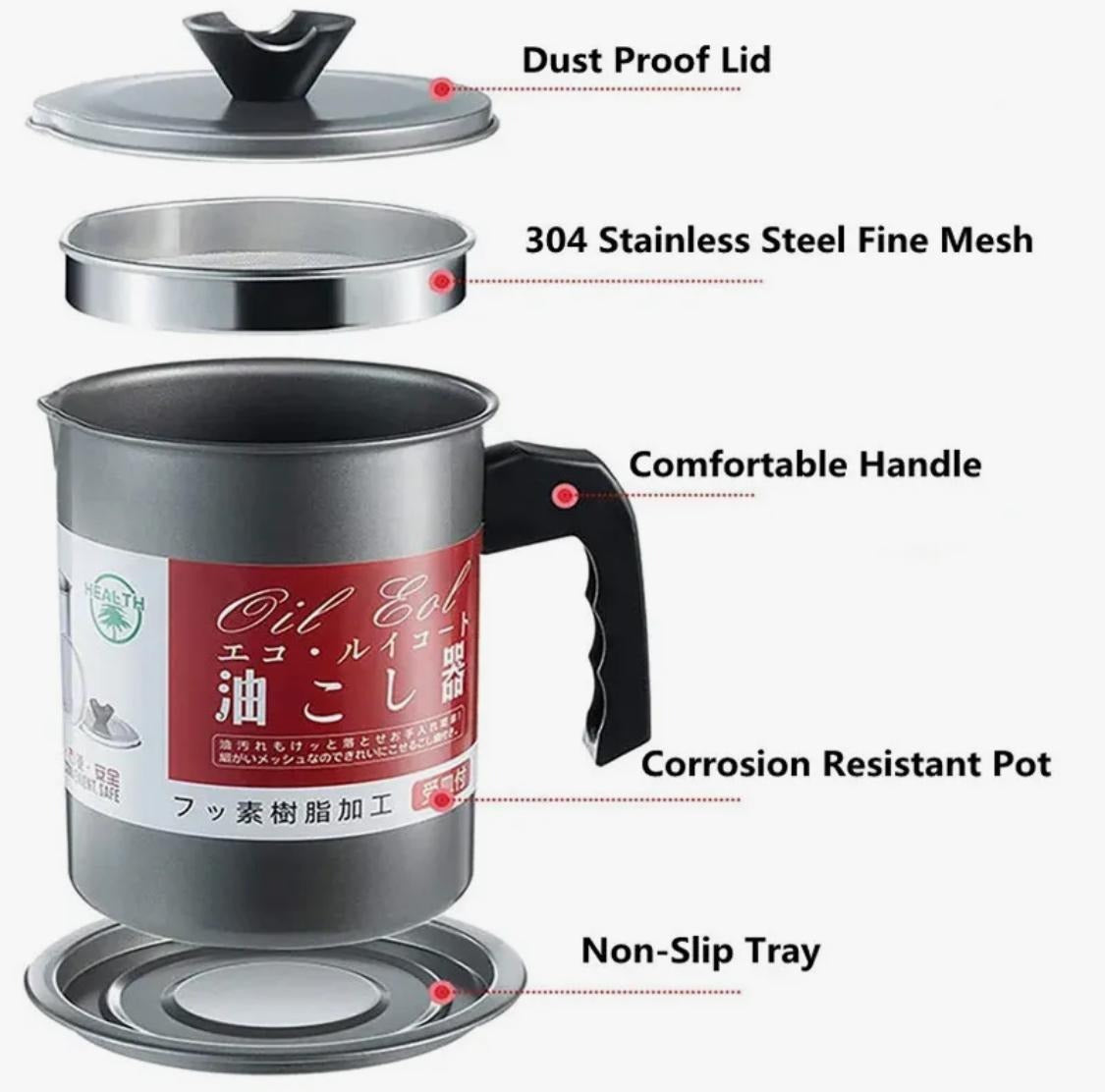 Oil Filter Pot Oil Strainer Pot Stainless Steel Grease Strainer Oil Storage Pot Oil Container HZ BEDDING