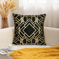 Black and Gold Velvet Cushion Covers –  Soft Decorative Throw Pillow Cases, 16x16 inch for Sofa, Bed, Car, Living Room Black and Gold Velvet Cushion Covers – Soft Decorative Throw Pillow Cases, 16x16 inch HZ BEDDING
