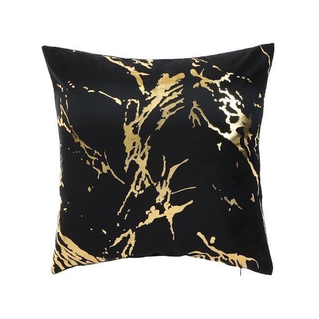Black and Gold Velvet Cushion Covers –  Soft Decorative Throw Pillow Cases, 16x16 inch for Sofa, Bed, Car, Living Room Black and Gold Velvet Cushion Covers – Soft Decorative Throw Pillow Cases, 16x16 inch HZ BEDDING