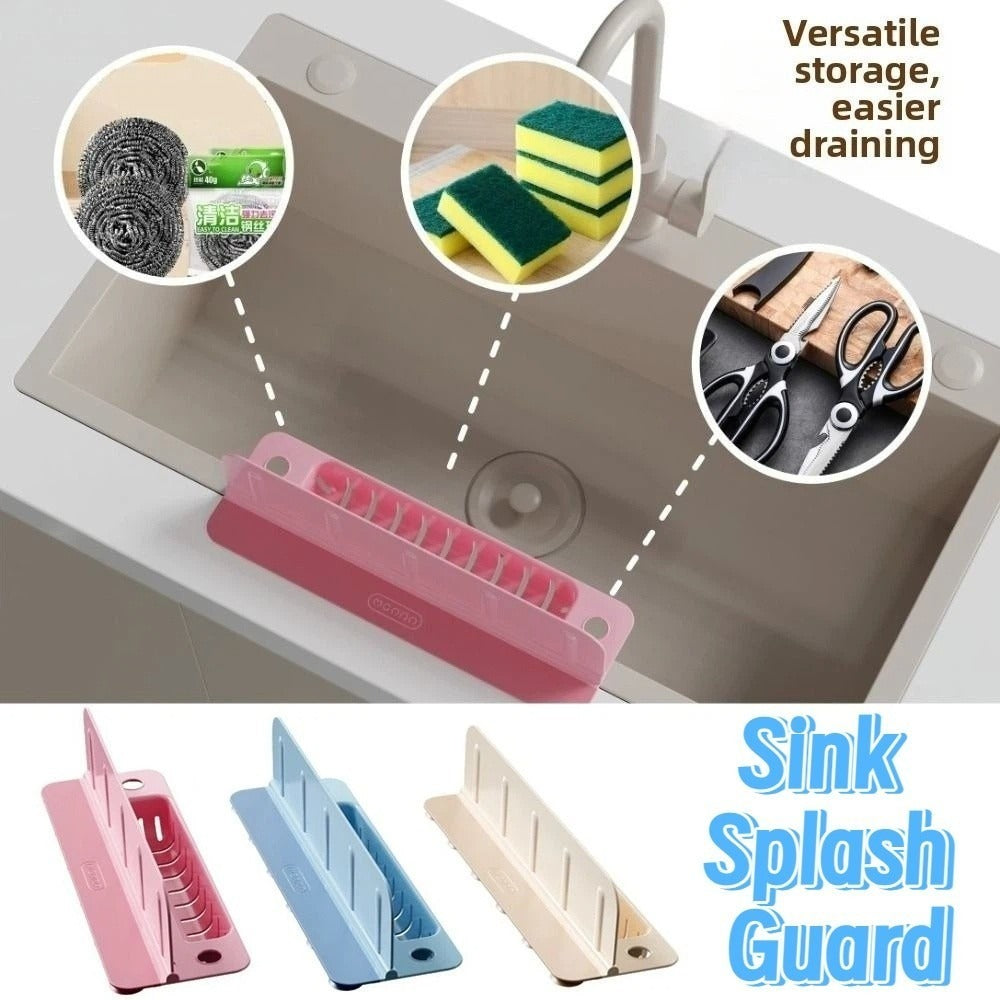 2 in 1 Sink Splash Guard - Waterproof Strong Suction Sink Water Splash Guard with Drain Tray - Kitchen Splash Stopper HZ BEDDING