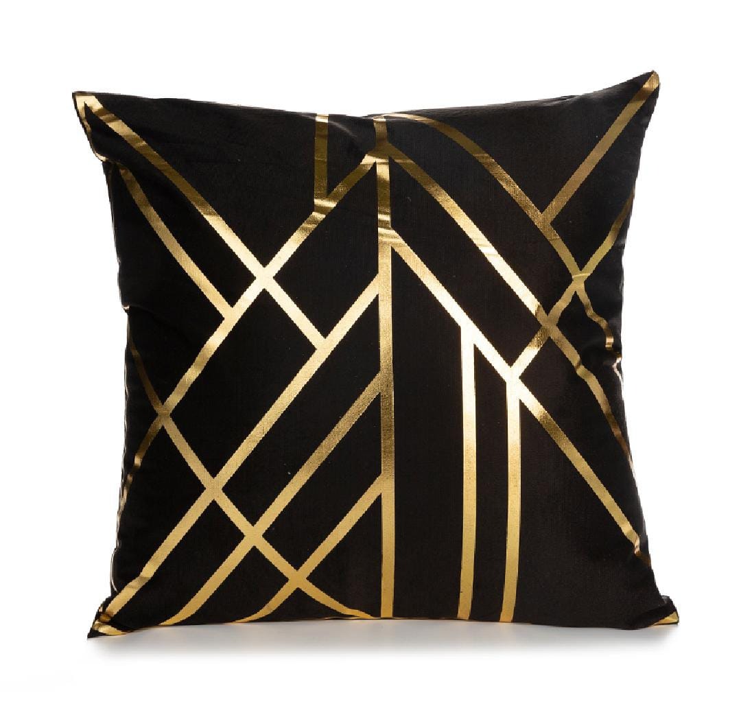 Black and Gold Velvet Cushion Covers –  Soft Decorative Throw Pillow Cases, 16x16 inch for Sofa, Bed, Car, Living Room Black and Gold Velvet Cushion Covers – Soft Decorative Throw Pillow Cases, 16x16 inch HZ BEDDING