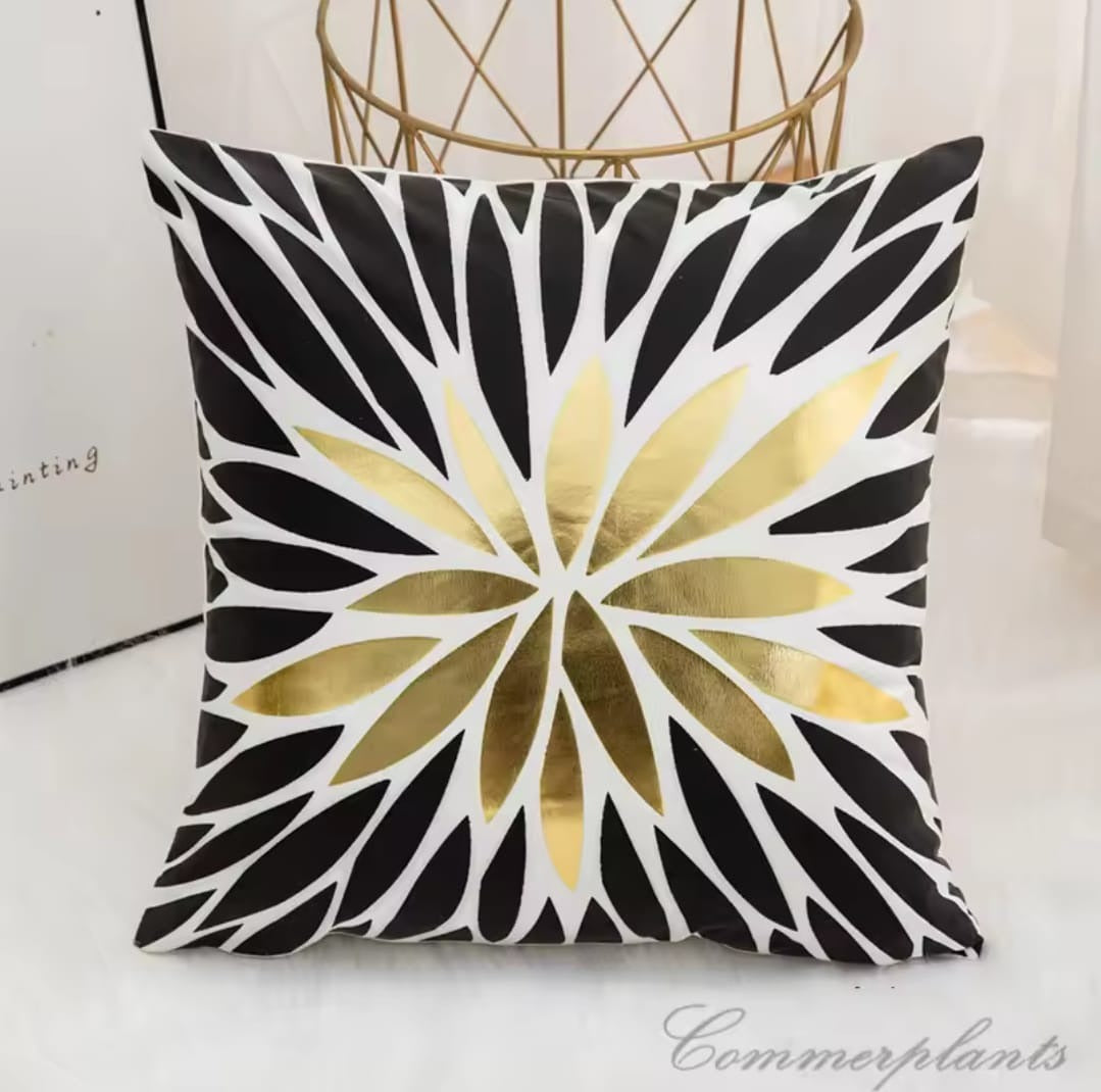 Black and Gold Velvet Cushion Covers –  Soft Decorative Throw Pillow Cases, 16x16 inch for Sofa, Bed, Car, Living Room Black and Gold Velvet Cushion Covers – Soft Decorative Throw Pillow Cases, 16x16 inch HZ BEDDING