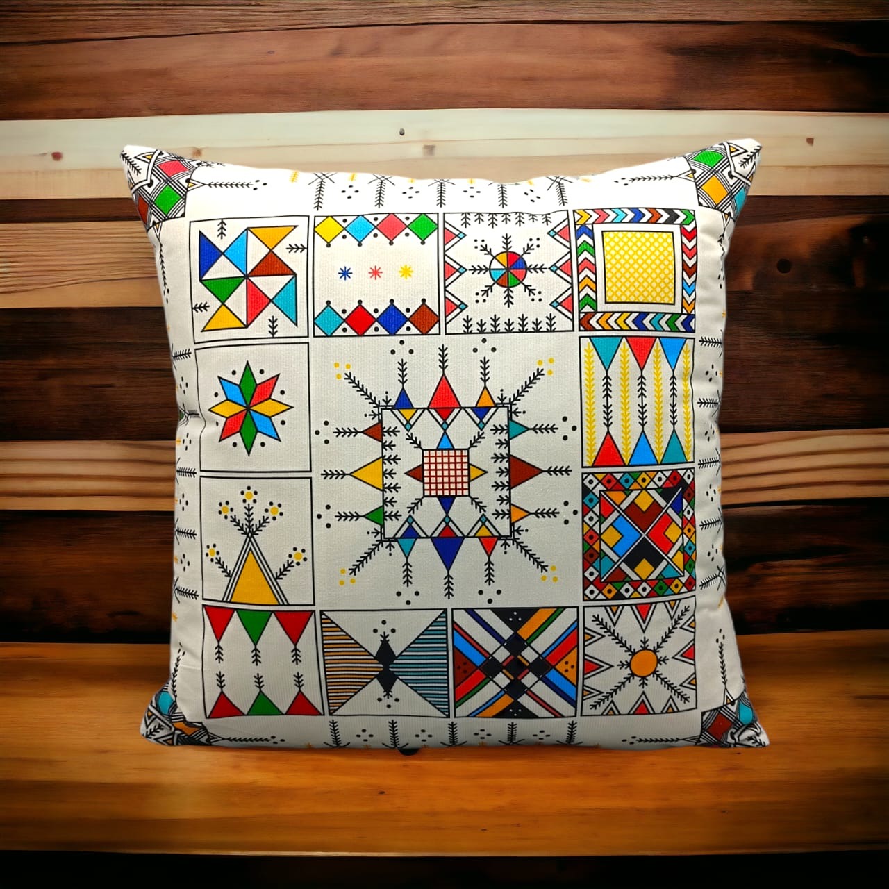 Colorful Geometric Cushion Cover – 16x16 Inch Modern Decorative HZ BEDDING