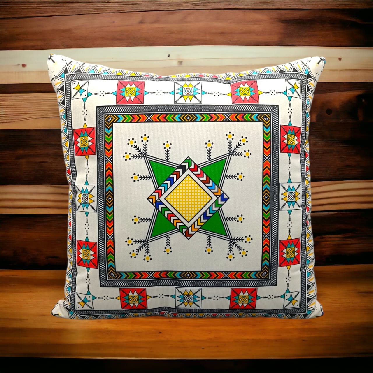 Colorful Geometric Cushion Cover – 16x16 Inch Modern Decorative HZ BEDDING