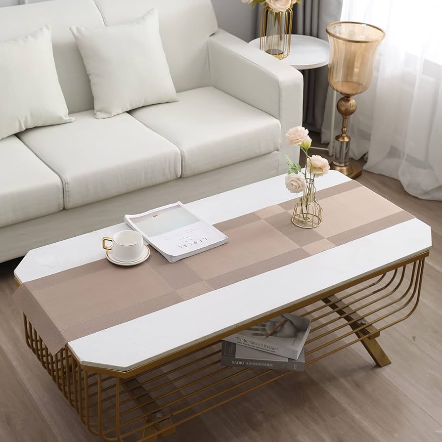 Light Brown Stripes Design Rectangular Table Runner 12x56inch HZ BEDDING