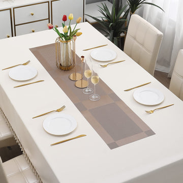Light Brown Stripes Design Rectangular Table Runner 12x56inch HZ BEDDING