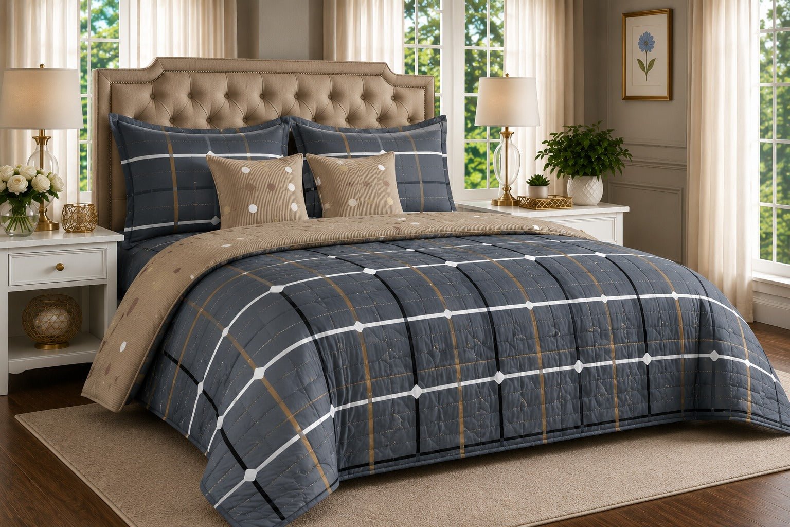 Luxury 6 Pcs Bedding Set Design B HZ BEDDING