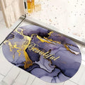 Marble Design Oval Absorbent Antislip Door Mat HZ BEDDING