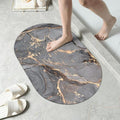 Marble Design Oval Absorbent Antislip Door Mat HZ BEDDING