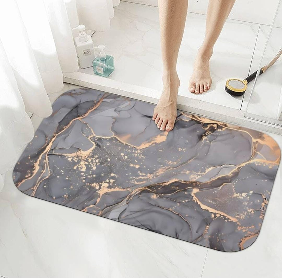 Marble Design Rectangler Absorbent Antislip Door Mat HZ BEDDING