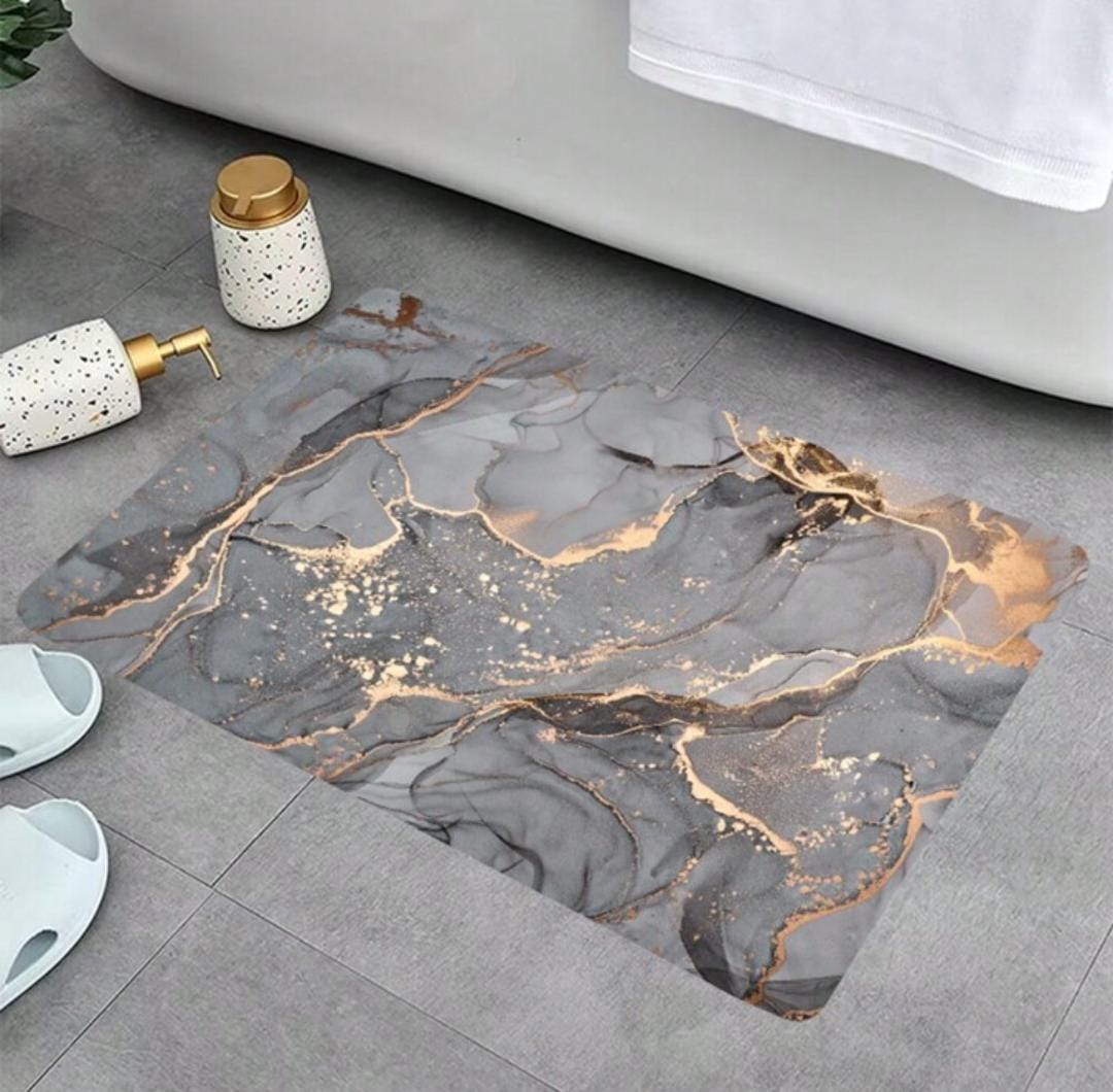 Marble Design Rectangler Absorbent Antislip Door Mat HZ BEDDING
