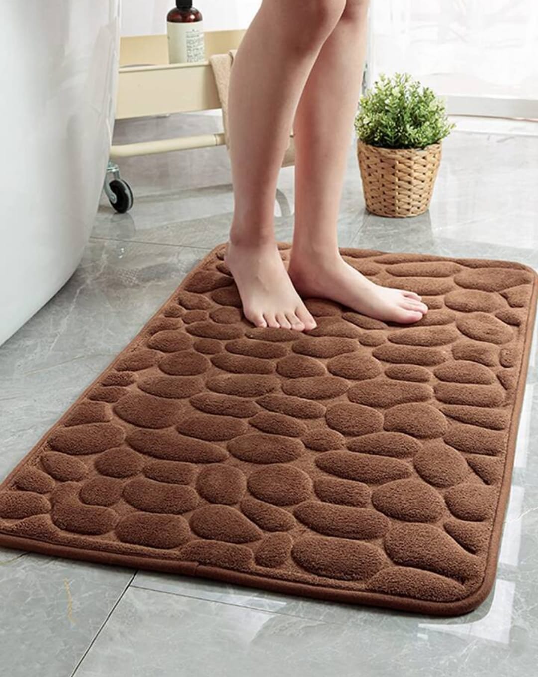 Memory Foam Bath Mat Cobblestone Bathroom Rugs Super Water Absorbent Bath Mats for Bathroom Machine Washable Bath Rugs 40X60CM HZ BEDDING
