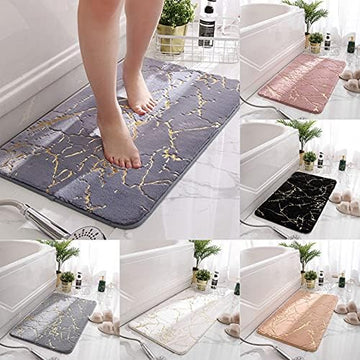 Memory Foam Bath Mat Marble Design Bathroom Rugs Super Water Absorbent Bath Mats for Bathroom Machine Washable Bath Rugs 40X60CM Marble Design HZ BEDDING