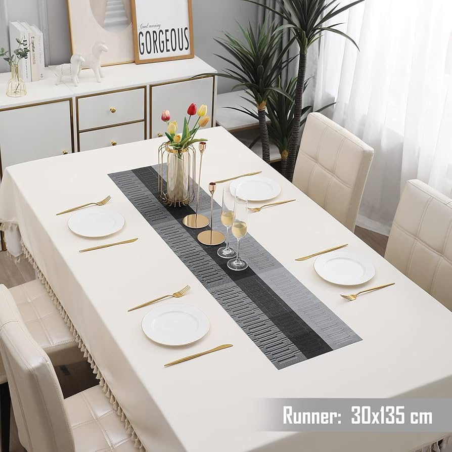 New Grey Stripes Design Rectangular Table Runner 12x56inch HZ BEDDING