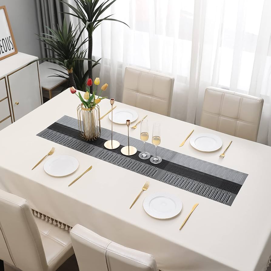 New Grey Stripes Design Rectangular Table Runner 12x56inch HZ BEDDING
