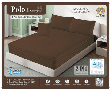 Premium Waterproof Quilted Fitted Bedsheet Set – 4 Pcs with Pillow & Cushion Covers () HZ BEDDING