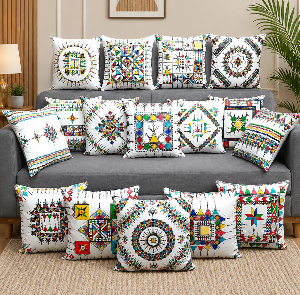 Colorful Geometric Cushion Cover – 16x16 Inch Modern Decorative HZ BEDDING
