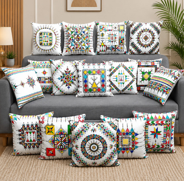 Colorful Geometric Cushion Cover – 16x16 Inch Modern Decorative HZ BEDDING
