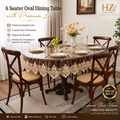 6 Seater Transparent PVC Embroidered Tablecloth with Lace Trim – Waterproof Table Cover for Dining, Parties & Home Decor HZ BEDDING