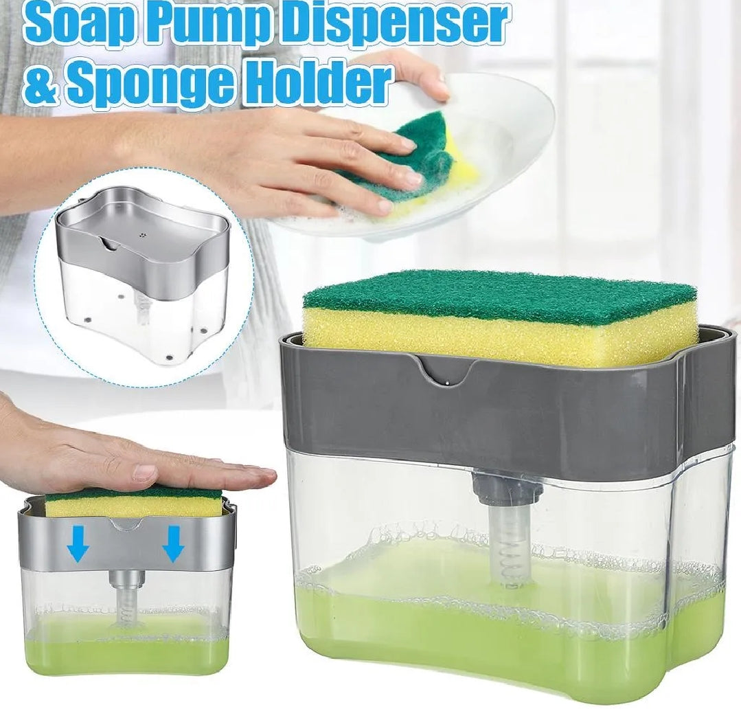 Liquid Soap Dispenser & Sponge Holder - Dish Soap Pump Sponge 2-in-1 HZ BEDDING