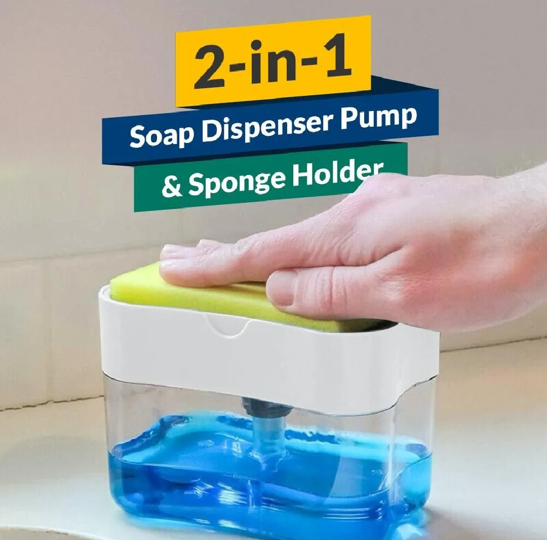 Liquid Soap Dispenser & Sponge Holder - Dish Soap Pump Sponge 2-in-1 HZ BEDDING