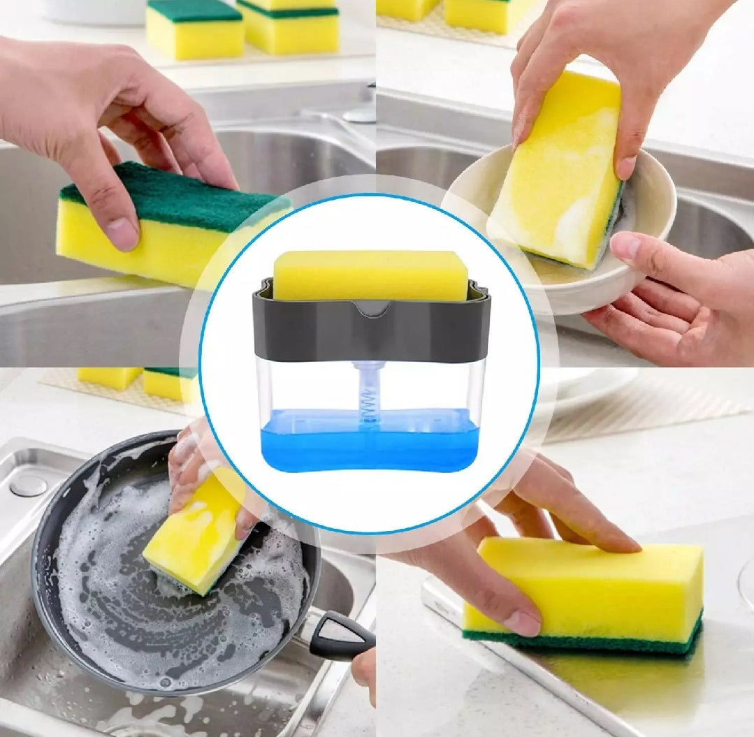 Liquid Soap Dispenser & Sponge Holder - Dish Soap Pump Sponge 2-in-1 HZ BEDDING