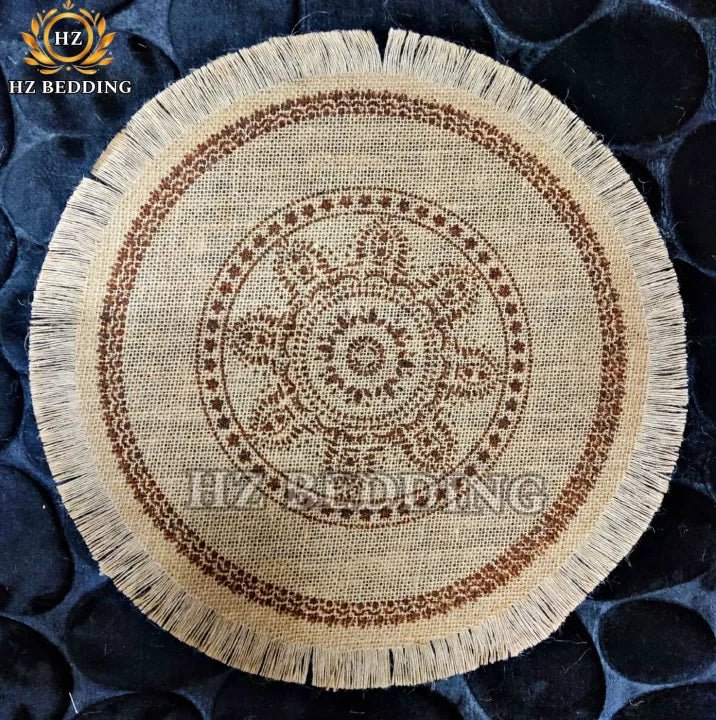 Round Placemat Table Non-Slip Jute Mats for Dining Table Decoration Accessories Kitchen Placemats Coffee Coasters Party Dinner 15x15 inh Click the buy