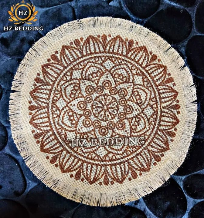Round Placemat Table Non-Slip Jute Mats for Dining Table Decoration Accessories Kitchen Placemats Coffee Coasters Party Dinner 15x15 inh Click the buy