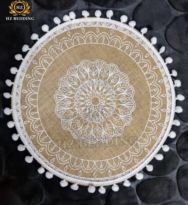 Round Placemat Table Non-Slip Jute Mats for Dining Table Decoration Accessories Kitchen Placemats Coffee Coasters Party Dinner 15x15 inh Click the buy