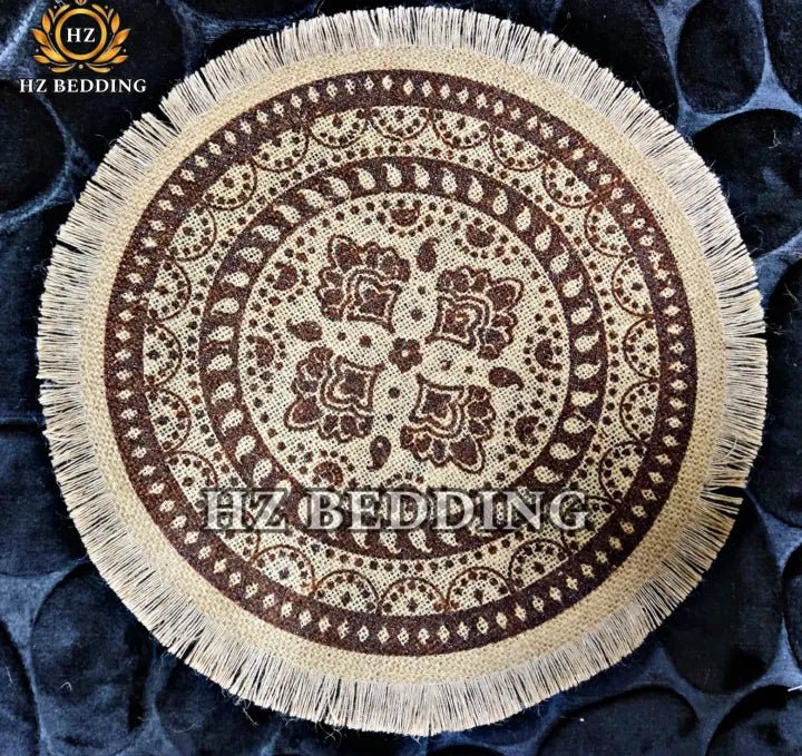Round Placemat Table Non-Slip Jute Mats for Dining Table Decoration Accessories Kitchen Placemats Coffee Coasters Party Dinner 15x15 inh Click the buy