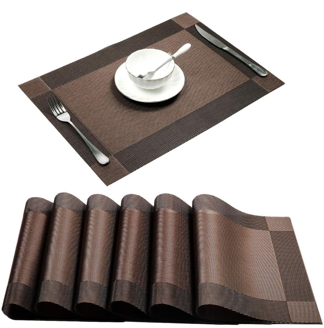 Set of 2/4/6/8 PCS Dark Brown PVC Placemats HZ BEDDING