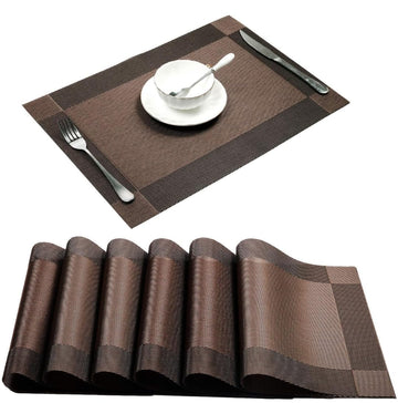 Set of 2/4/6/8 PCS Dark Brown PVC Placemats HZ BEDDING