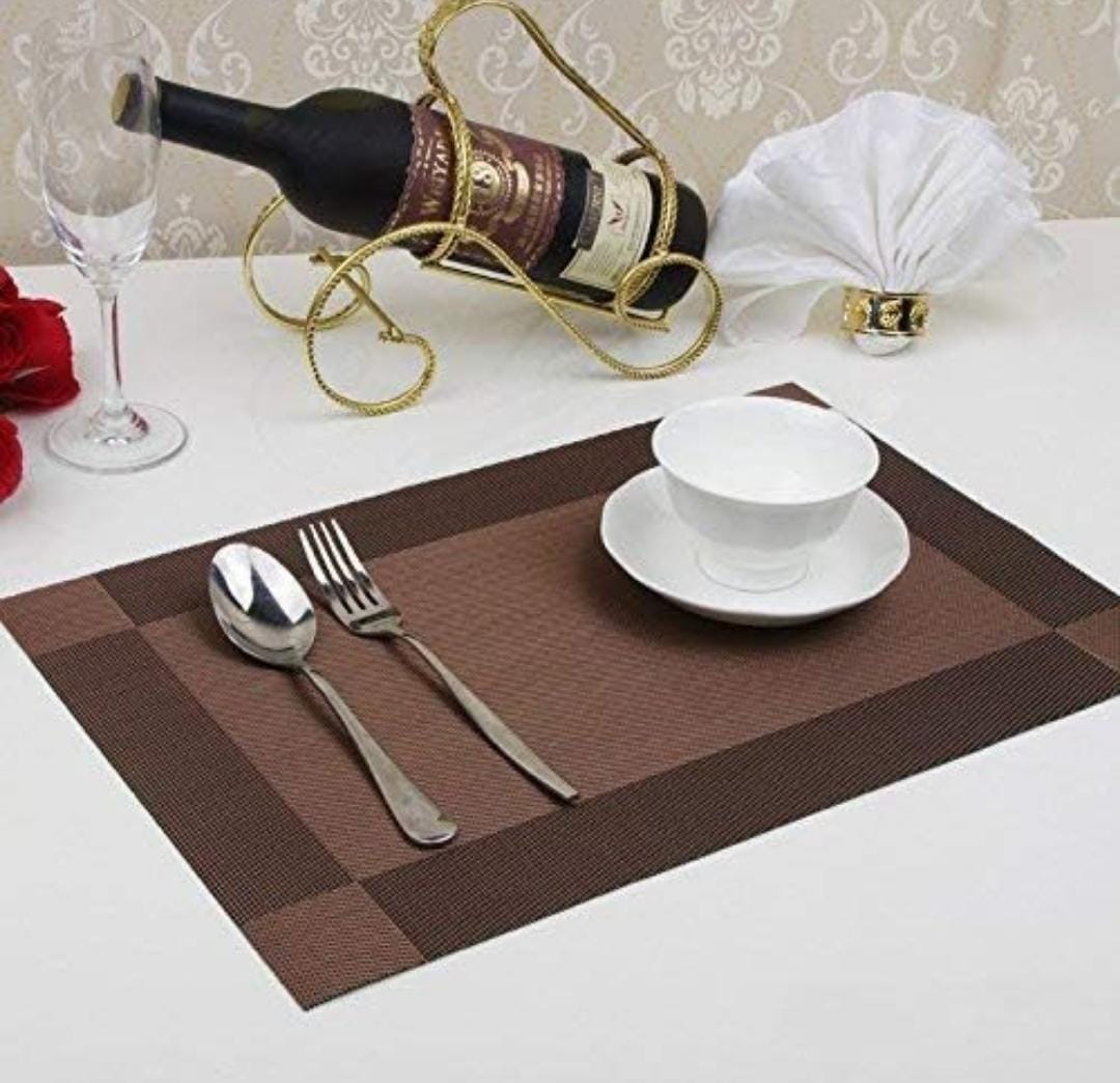 Set of 2/4/6/8 PCS Dark Brown PVC Placemats HZ BEDDING