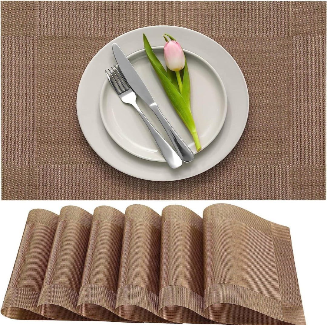 Set of 2/4/6/8 PCS Dark Brown PVC Placemats HZ BEDDING