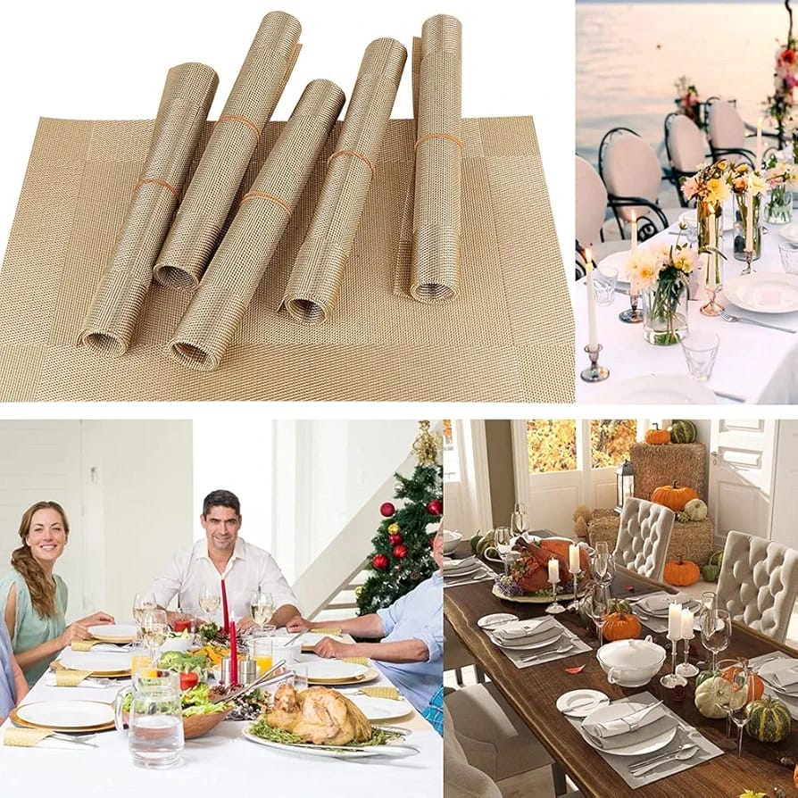 Set of 2/4/6/8pcs Beige Pvc Placemats, HZ BEDDING
