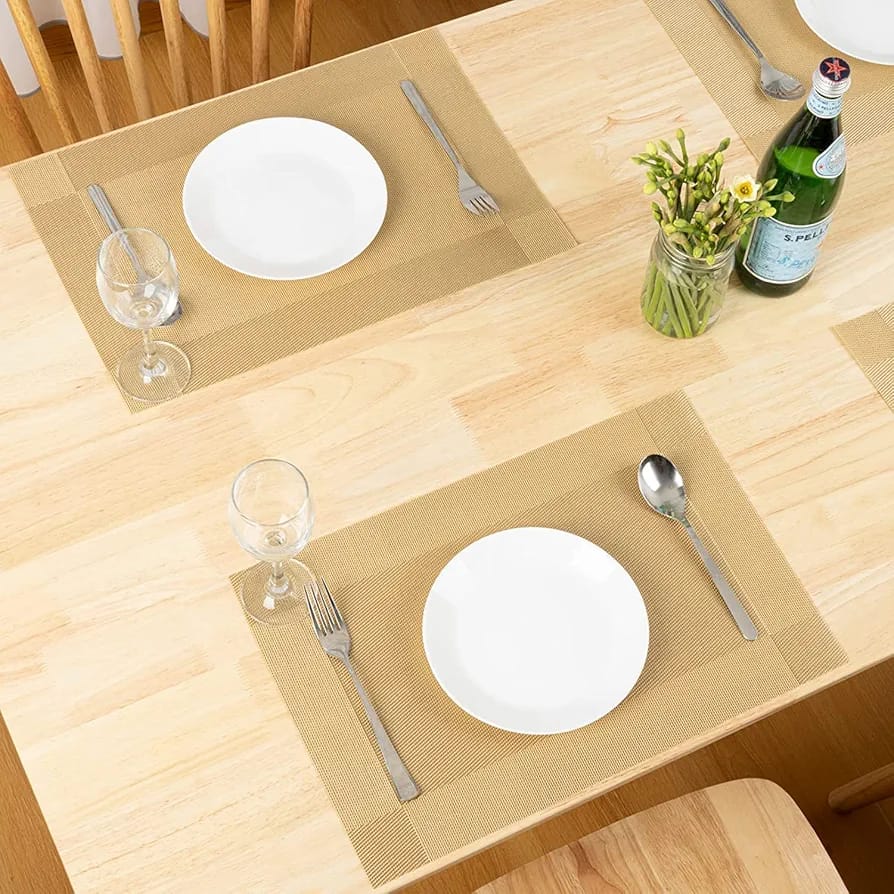 Set of 2/4/6/8pcs Beige Pvc Placemats, HZ BEDDING