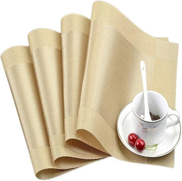 Set of 2/4/6/8pcs Beige Pvc Placemats, HZ BEDDING