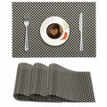 Set of 2/4/6/8pcs Black Check Pvc Placemats, HZ BEDDING