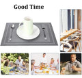 Set of 2/4/6/8pcs Boder Grey Pvc Placemats, HZ BEDDING